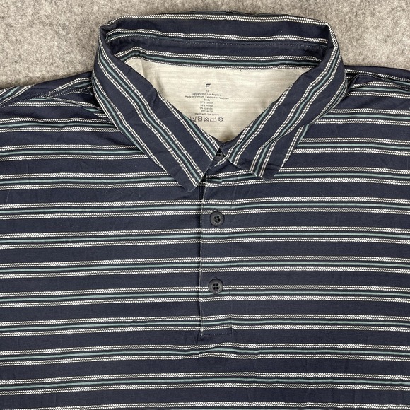 Fabletics Shirt Mens 3XL Navy Blue Gray Stretch Striped Polo‎ Casual Golf - Picture 3 of 11